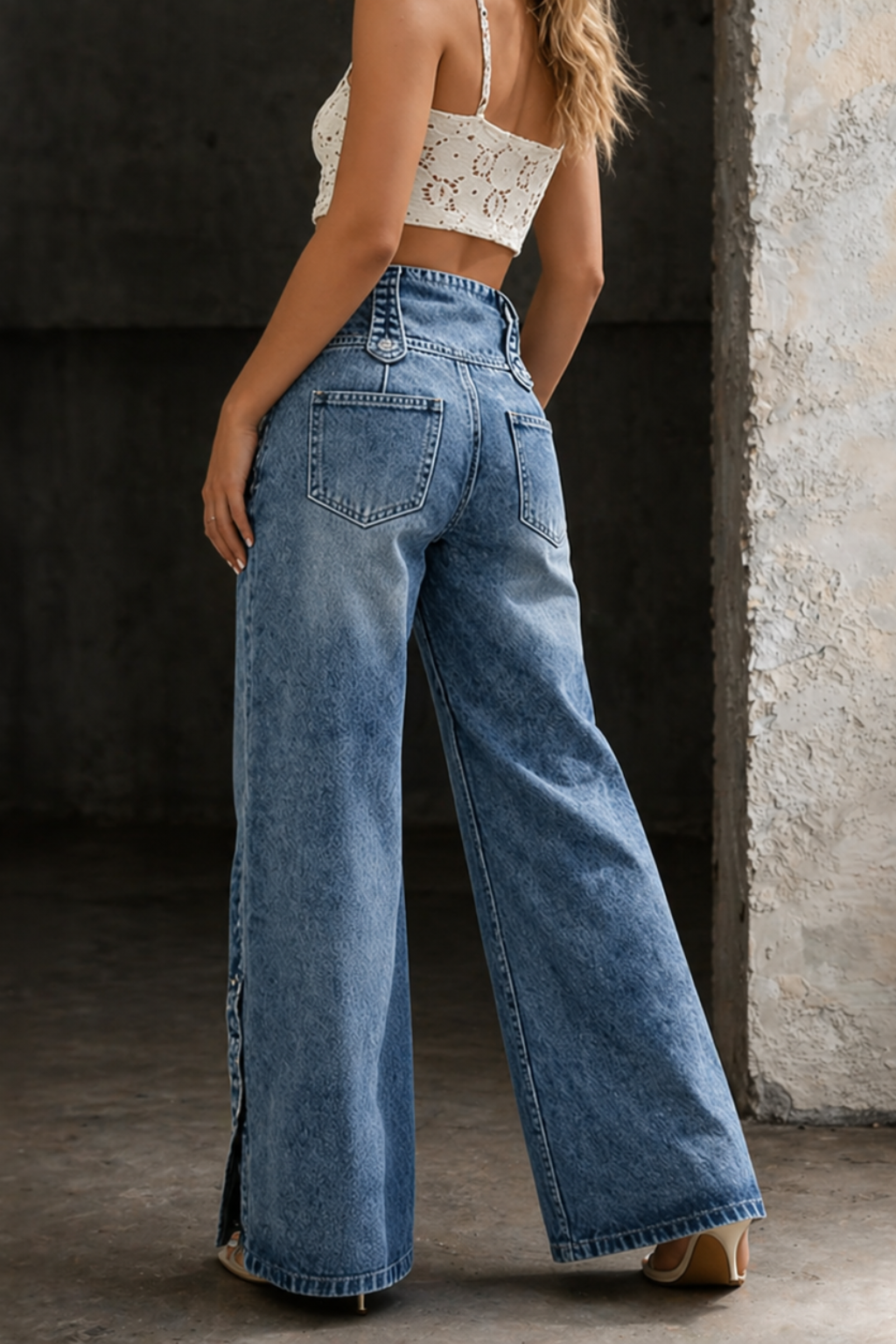Mia - Hoge Taille Split Jeans