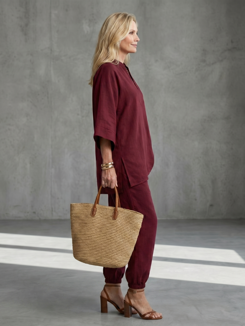Georgiana - V-Hals Tuniek Met Gathered Broek Set