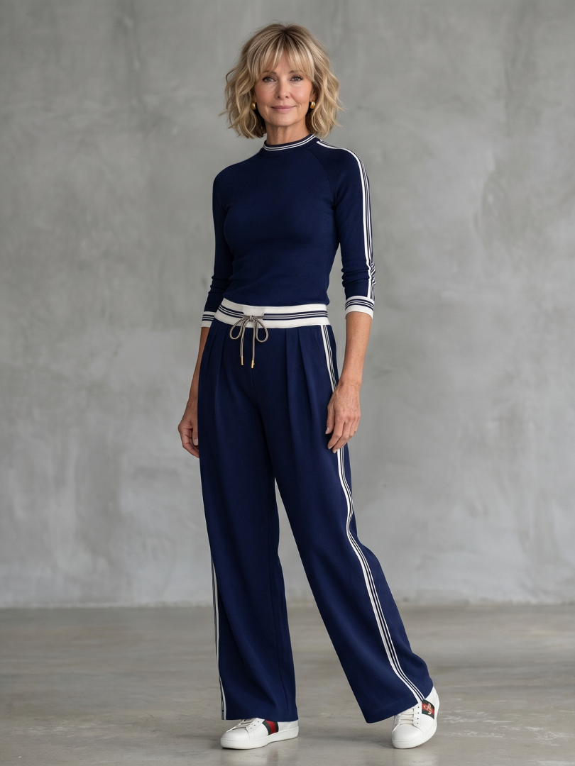 Eirlys - Aansluitend Lang Mouwtop met Brede Pantalon Set