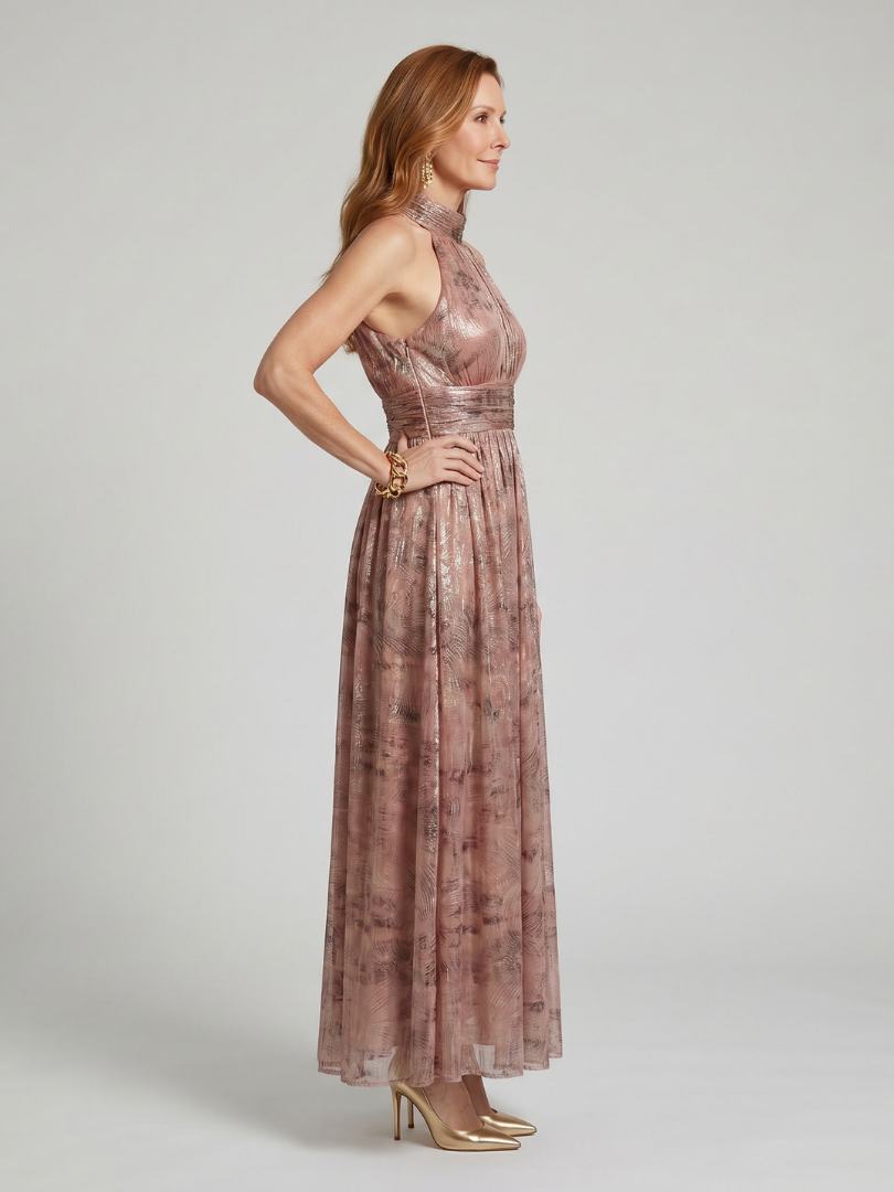 Imogen - Textured Finish Mouwloze Midi-jurk