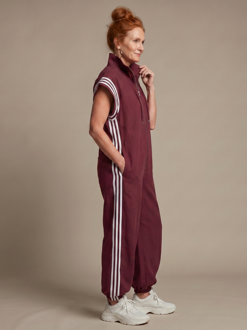Lark - Jumpsuit met Rits en Streep Panelen