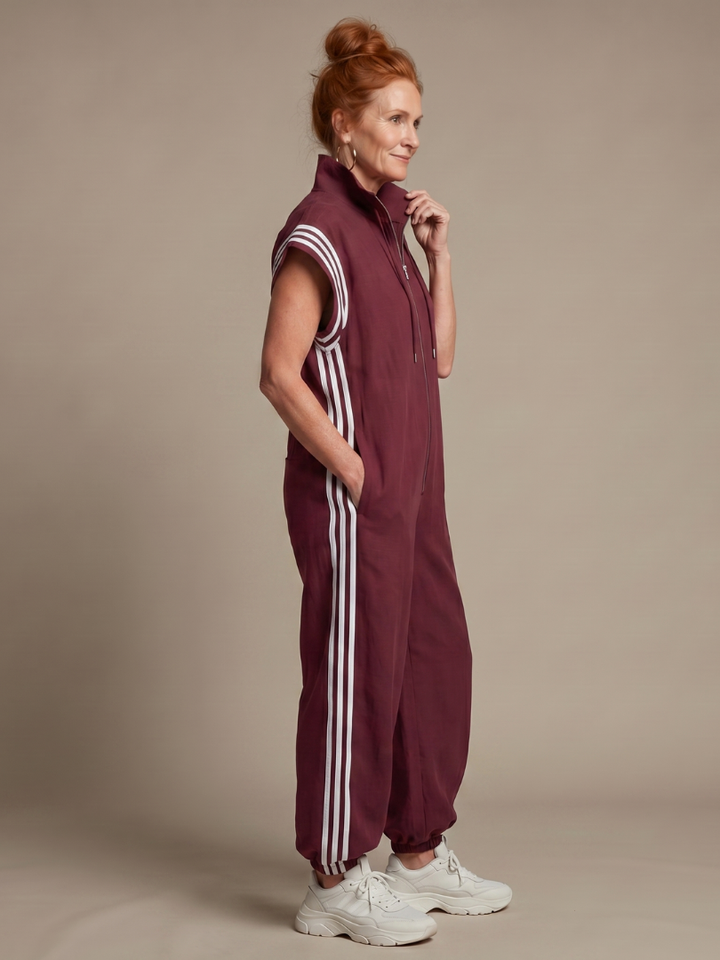 Lark - Jumpsuit met Rits en Streep Panelen