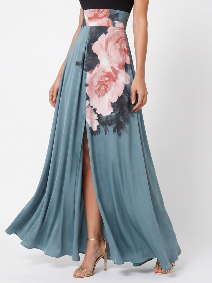 Olympas - Halter Bodice Bloemenrok Maxi Jurk
