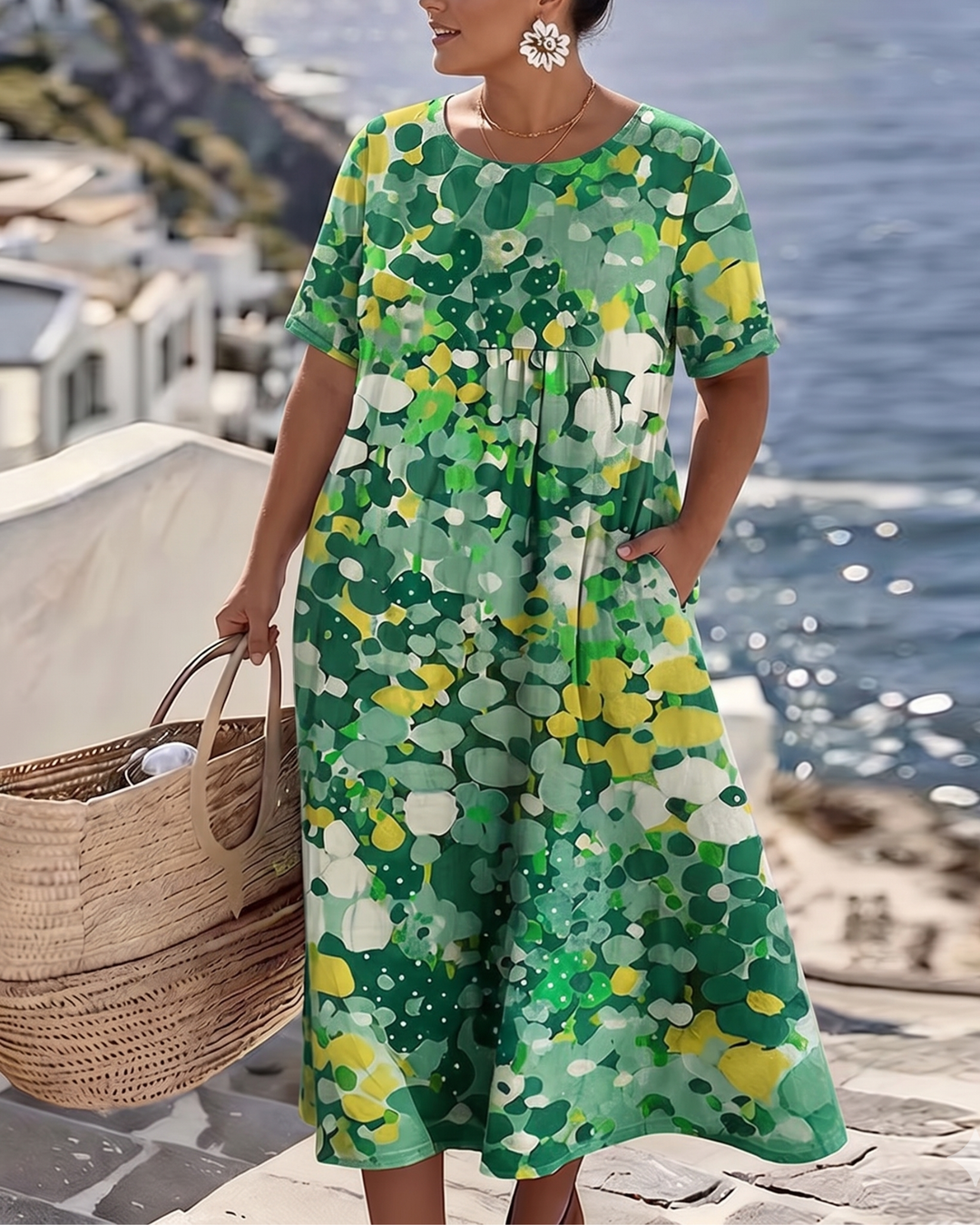 JASMINE - ELEGANTE FLORELE ZOMER MIDI JURK