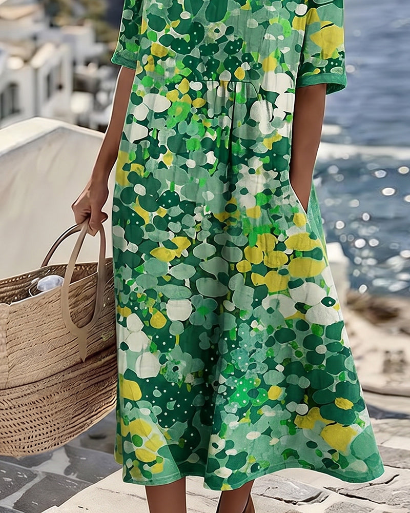 JASMINE - ELEGANTE FLORELE ZOMER MIDI JURK