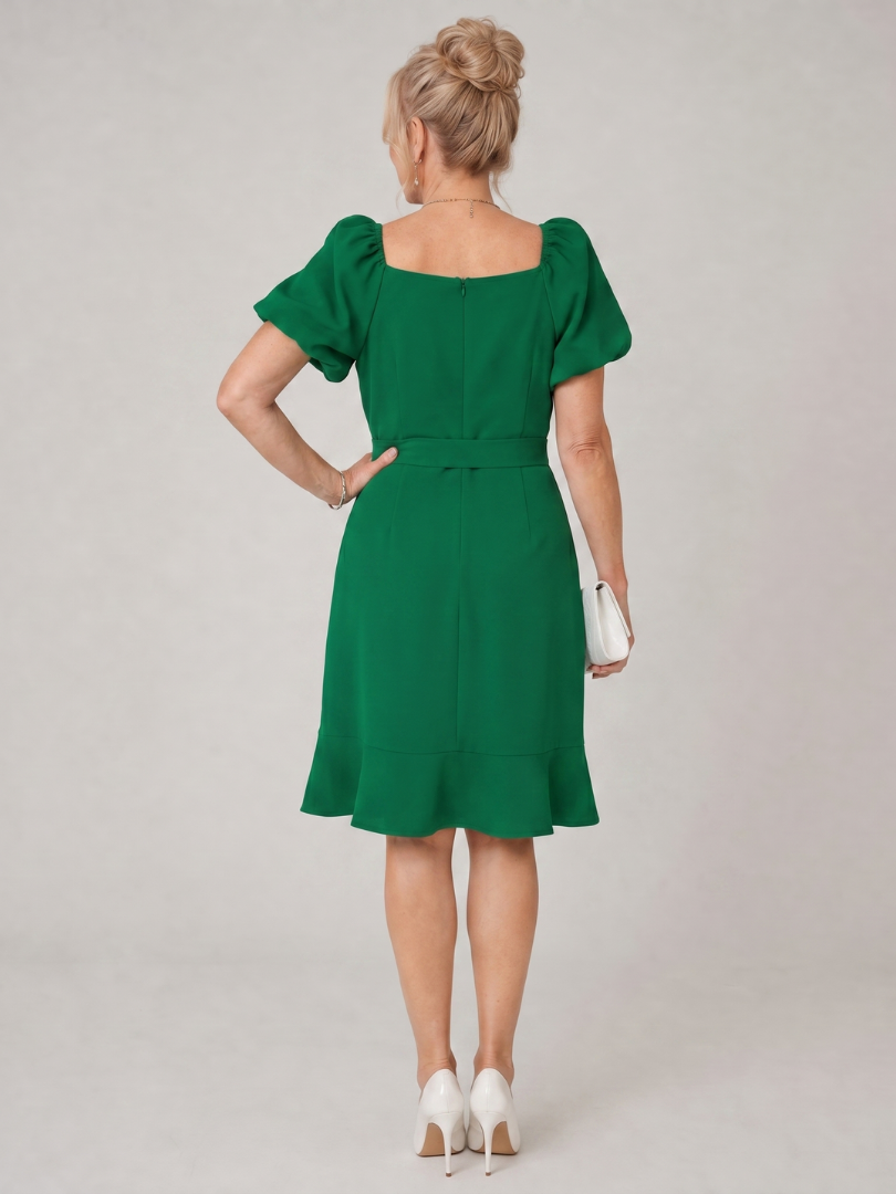 Ruosa - Mini-jurk met korte pofmouwen en zijstrikdetail