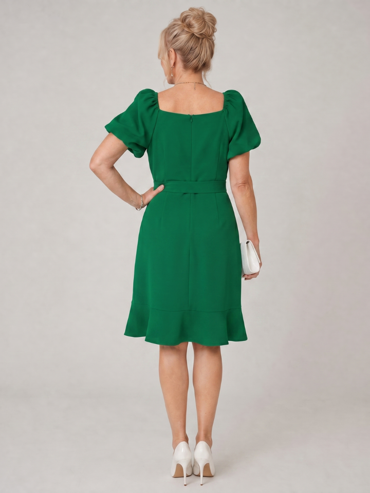 Ruosa - Mini-jurk met korte pofmouwen en zijstrikdetail