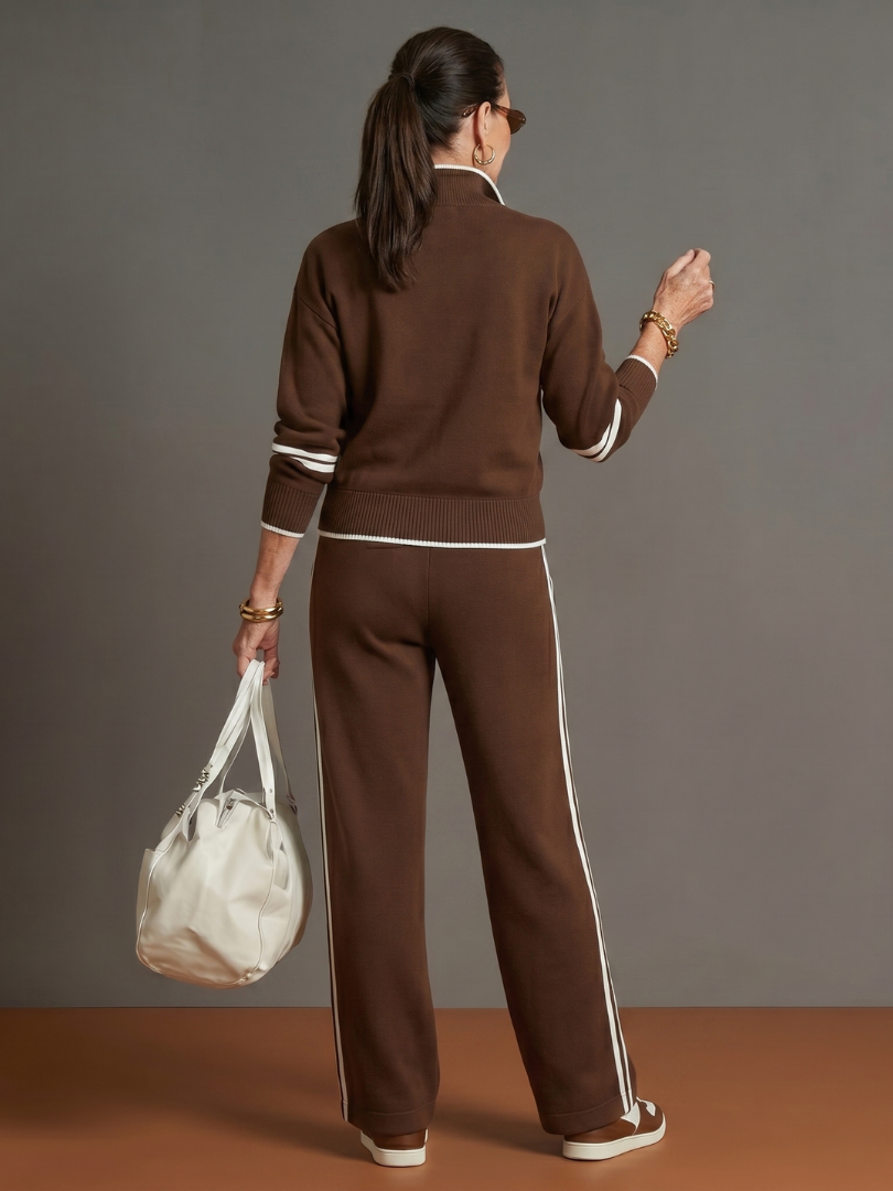 Regen - Zip Hals Lange Mouwen Zijkant Streep Broek Set