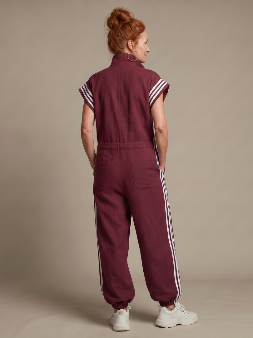 Lark - Jumpsuit met Rits en Streep Panelen