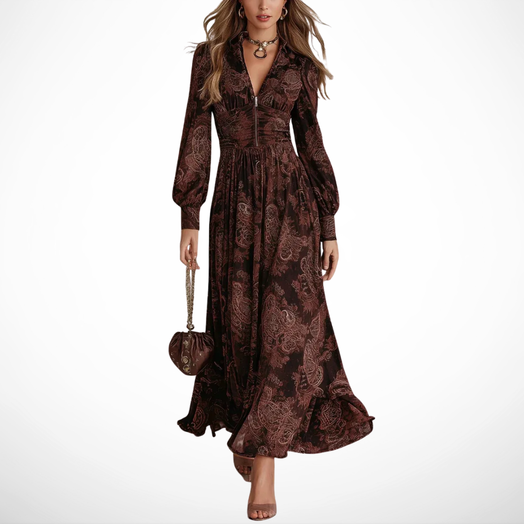 ESME - LANGE JURK MET ELEGANTE VINTAGE PRINT