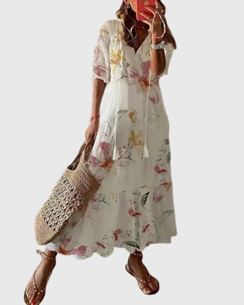 Amalia - Boho Vintage Zomer Maxi Jurk