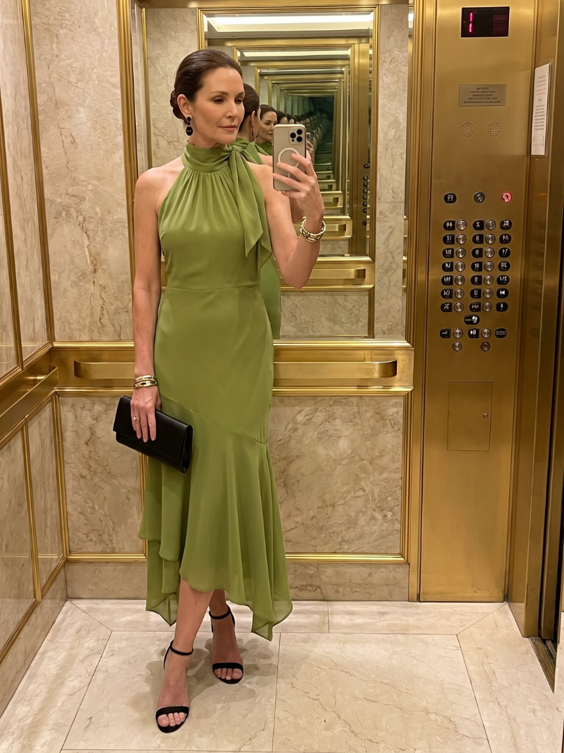 Winifred - Drapé Halter Keyhole Midi Jurk
