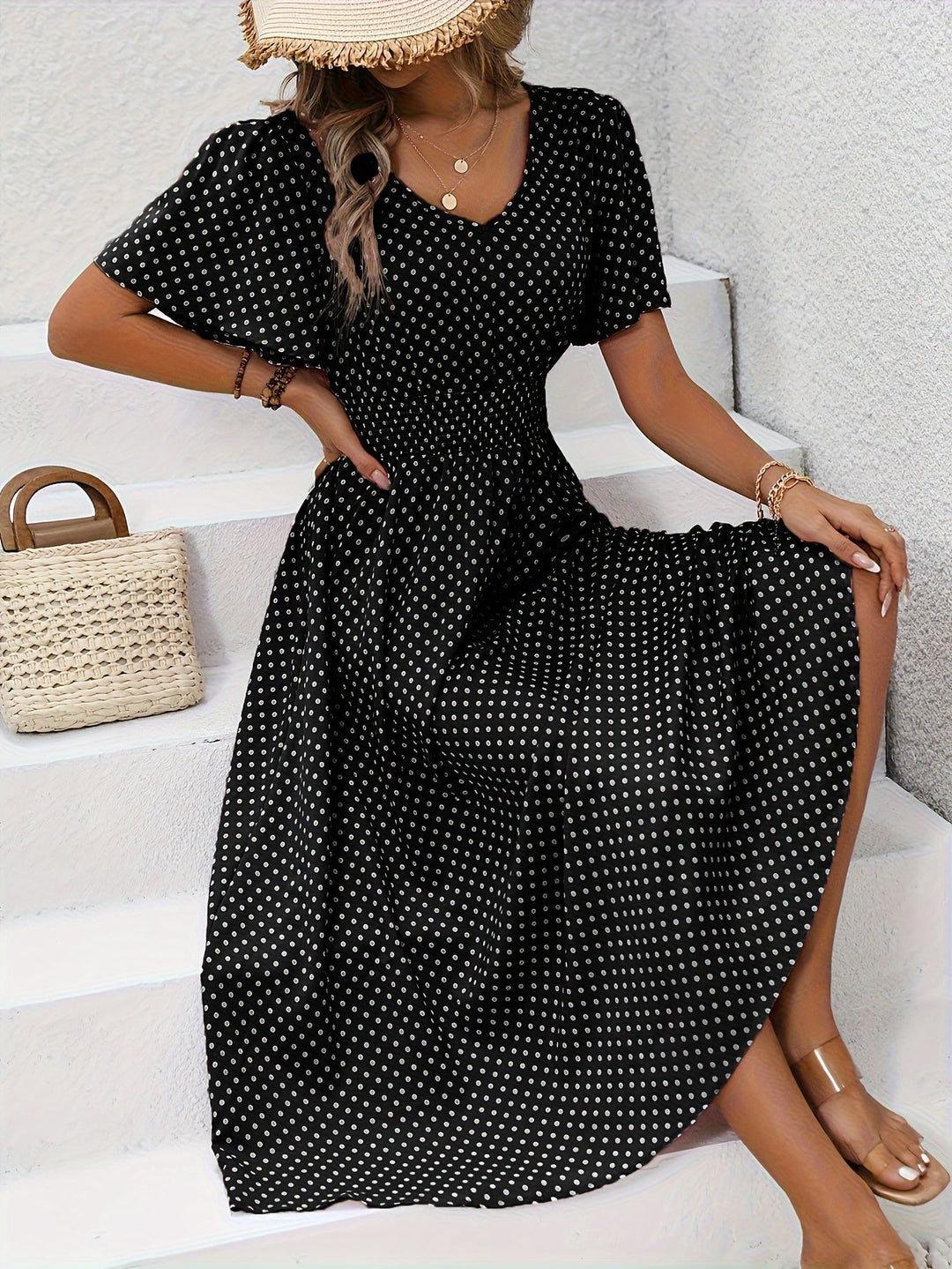 Élisa - Elegante Pois Jurk