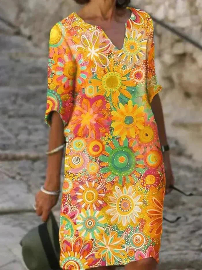 Nira - Levendige Bloemen Midi Jurk
