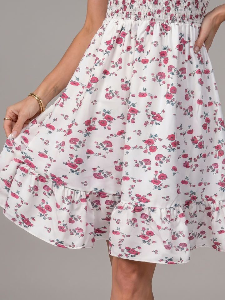 Rosabelle - Spaghetti Schouderband Bloemenprint Jurk Tot de Knie