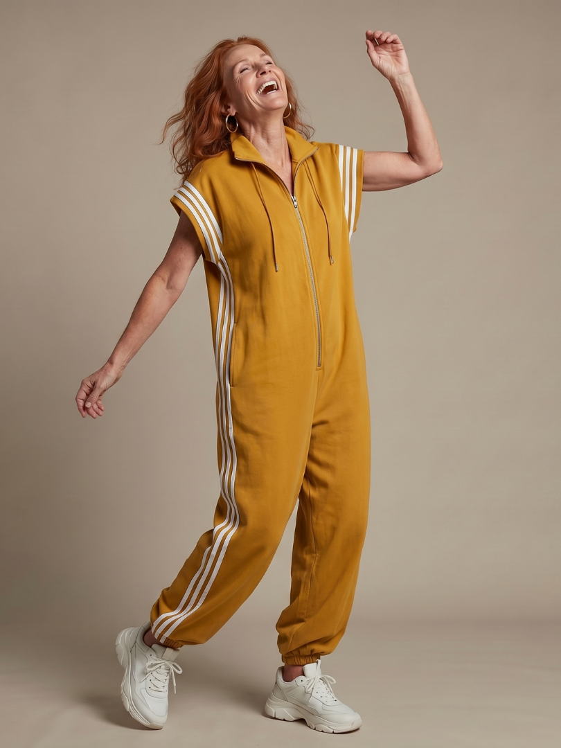 Lark - Jumpsuit met Rits en Streep Panelen