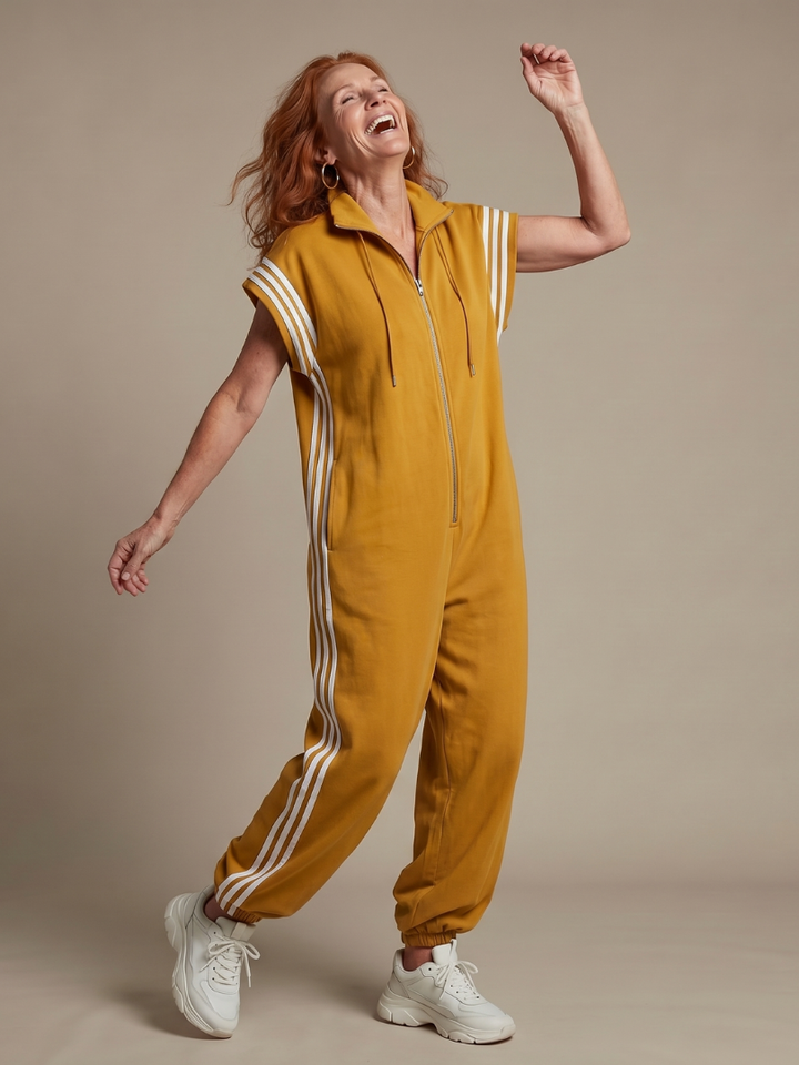 Lark - Jumpsuit met Rits en Streep Panelen