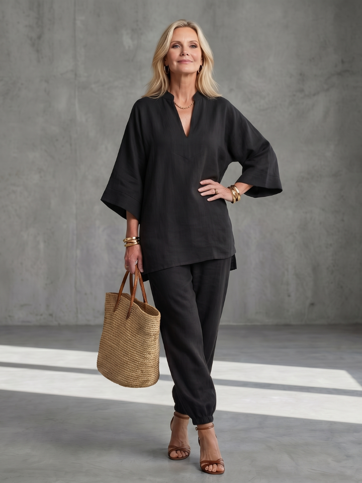 Georgiana - V-Hals Tuniek Met Gathered Broek Set