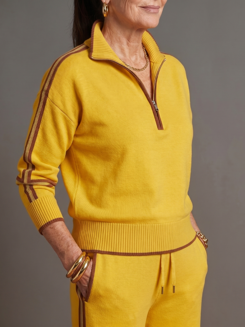 Regen - Zip Hals Lange Mouwen Zijkant Streep Broek Set