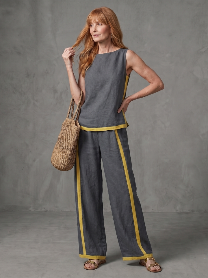 Inara - Mouwloze Top met Wijde Pantalon Set