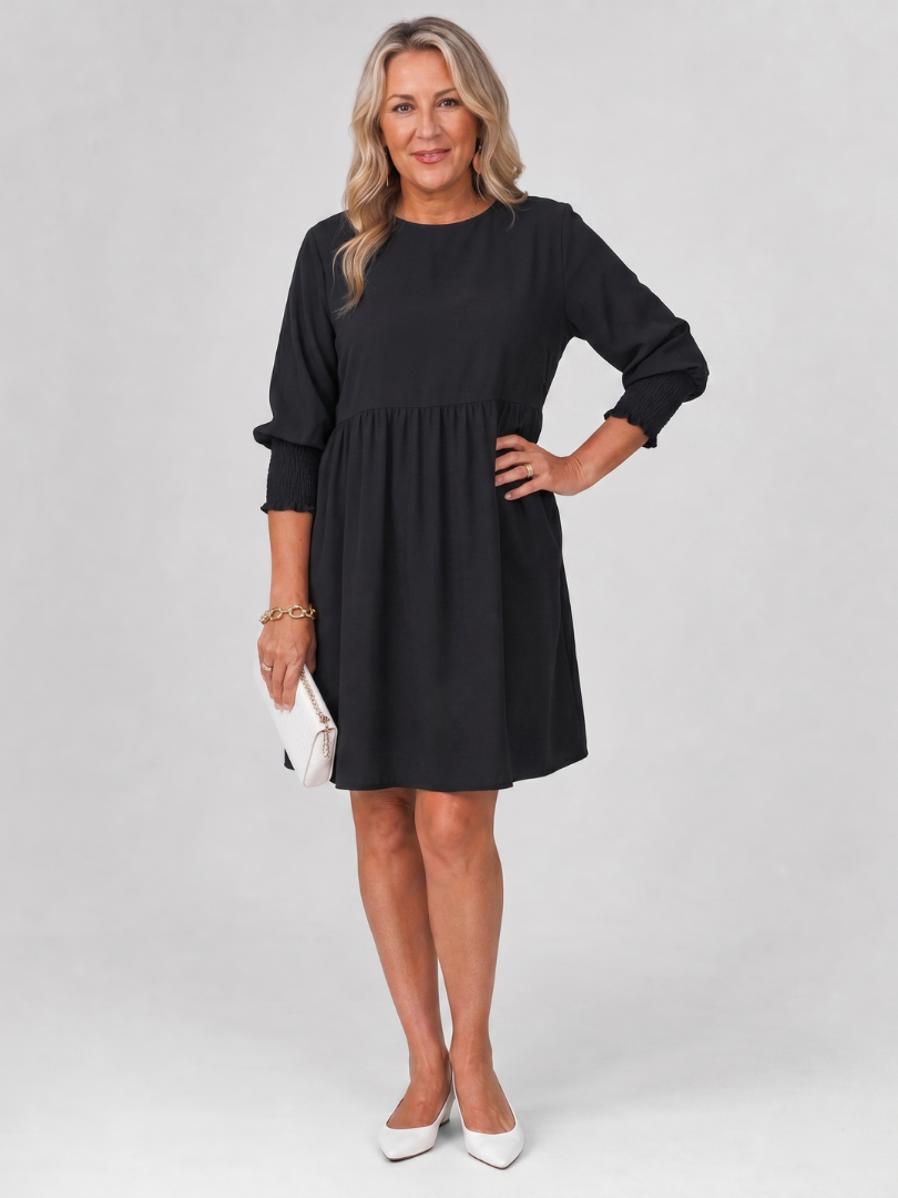 Corinne - Mini-jurk met lange mouwen en smockmanchetten