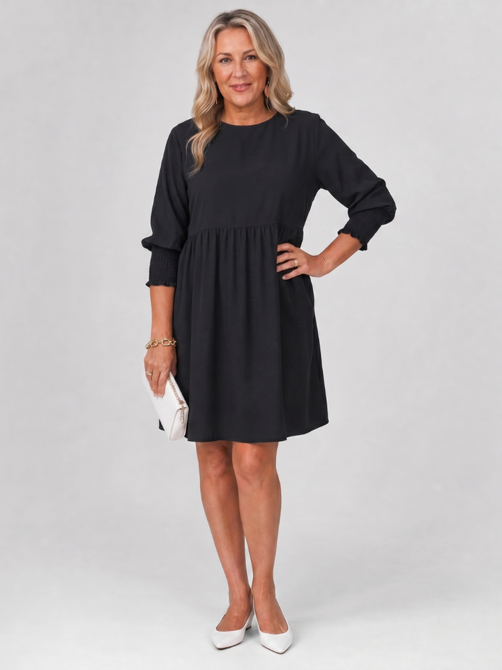 Corinne - Mini-jurk met lange mouwen en smockmanchetten