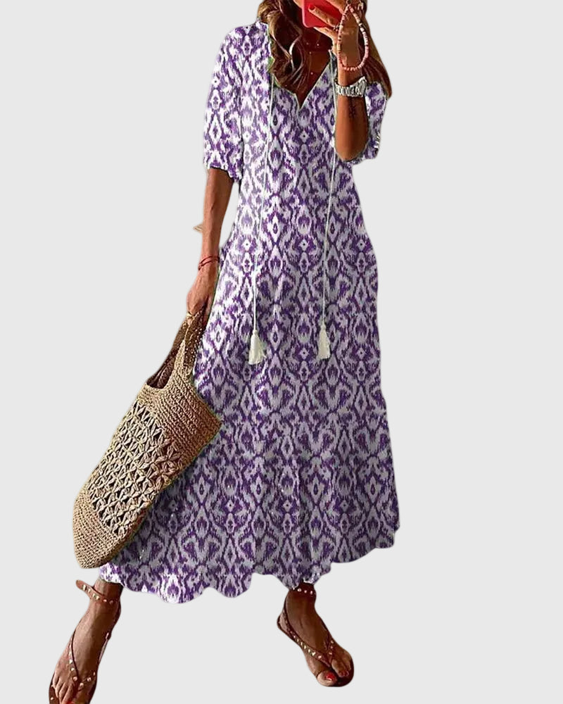 Amalia - Boho Vintage Zomer Maxi Jurk