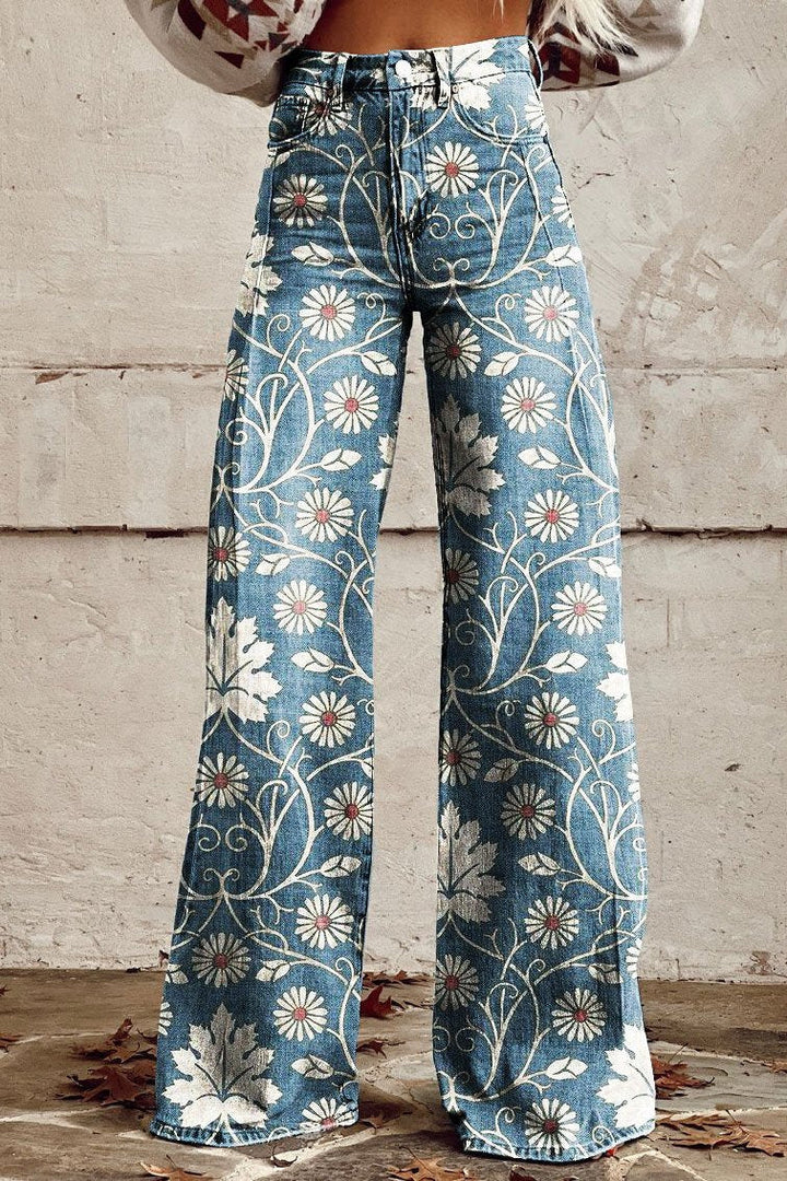 Margherita - Elegante Boho Broek met Bloemenpatroon