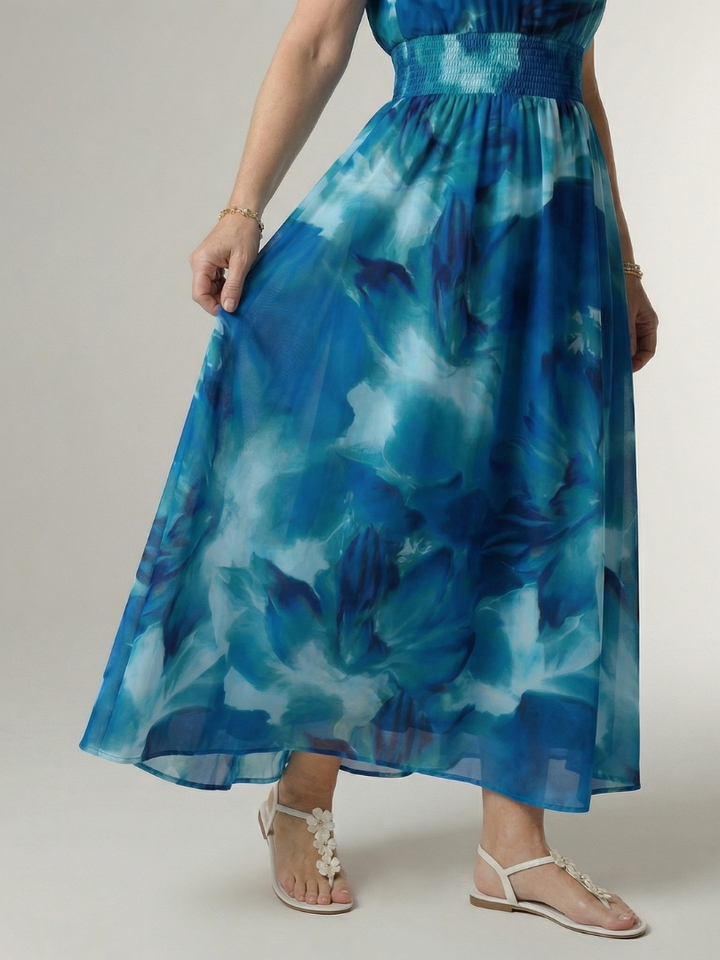 Sylin - Geplooide Halter Midi Jurk