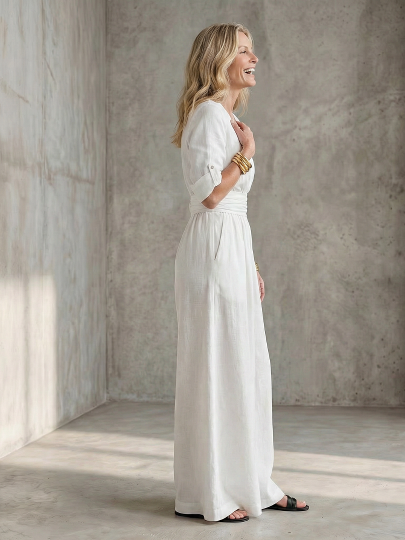Wanda - Cross Front Wijde Pijpen Jumpsuit