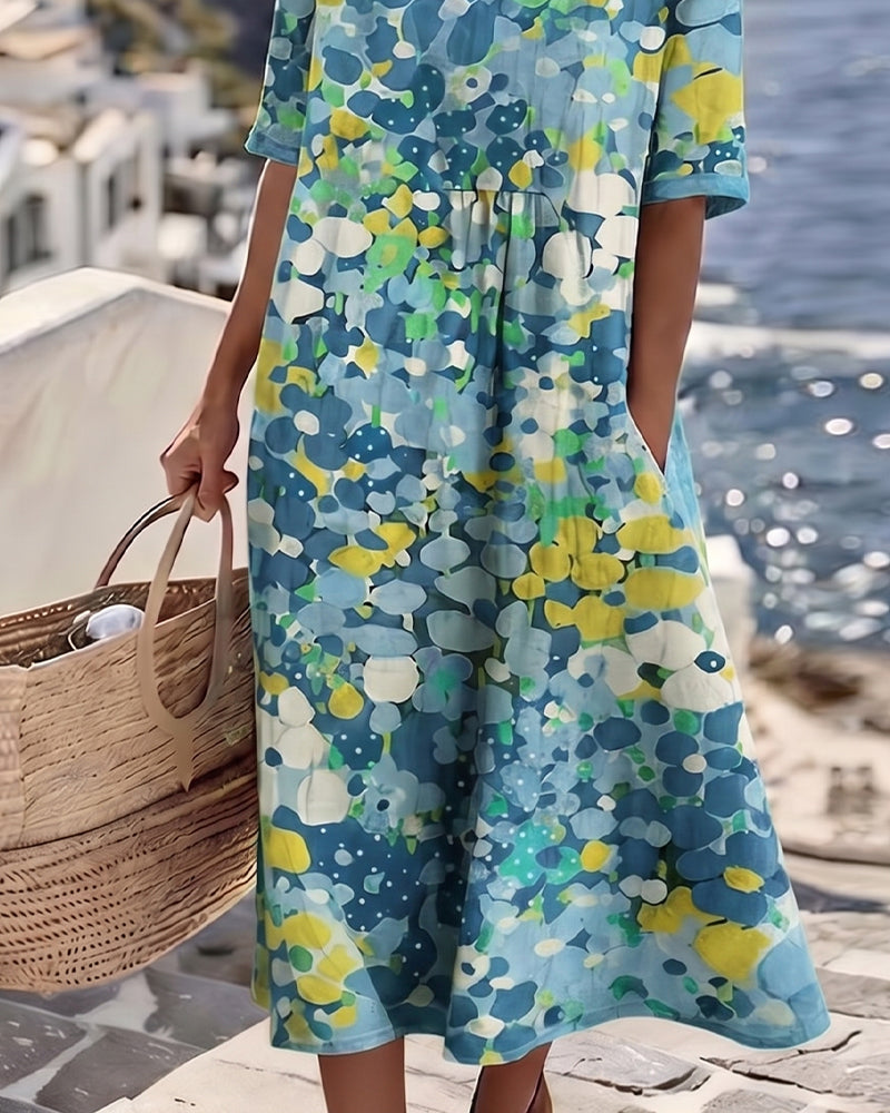 JASMINE - ELEGANTE FLORELE ZOMER MIDI JURK