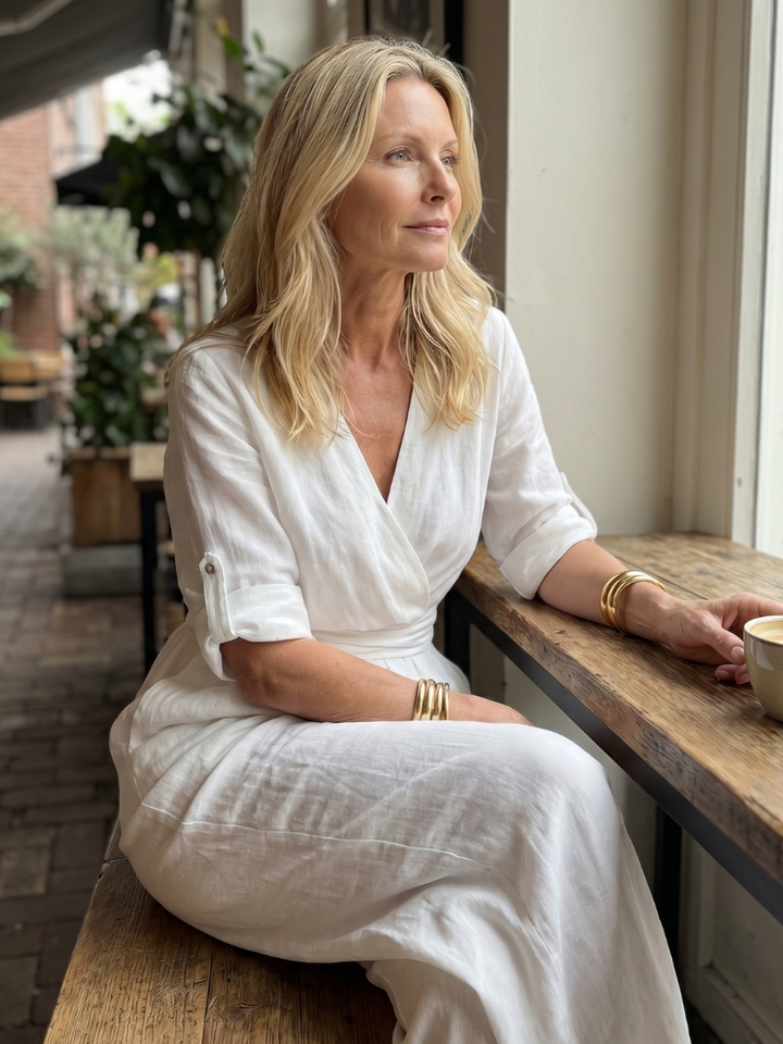 Wanda - Cross Front Wijde Pijpen Jumpsuit