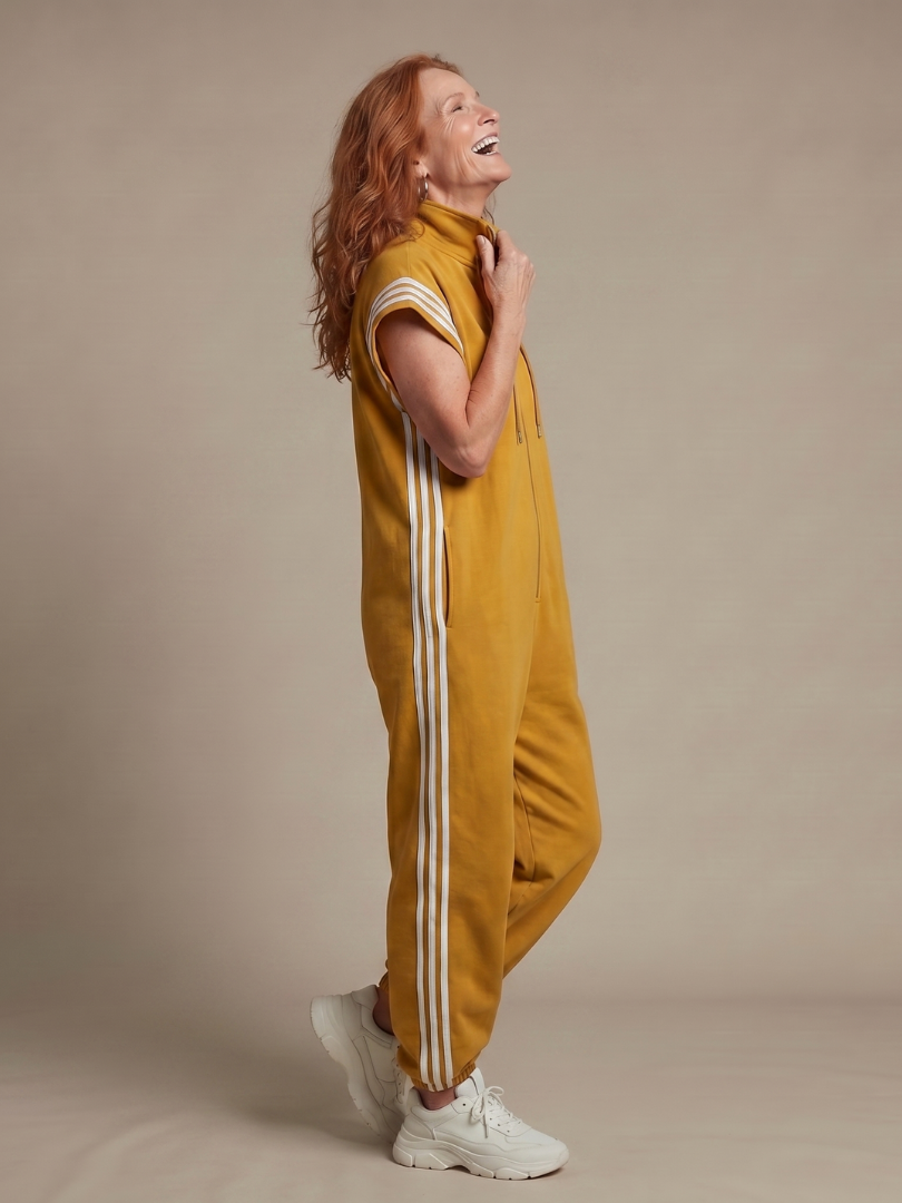 Lark - Jumpsuit met Rits en Streep Panelen
