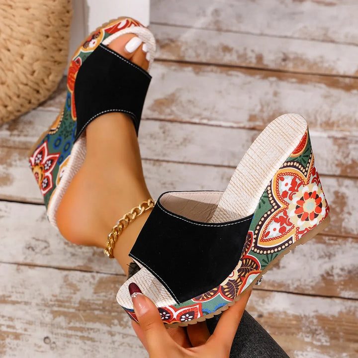 Mireya - Gevoerde Sandalen met Boheemse Print