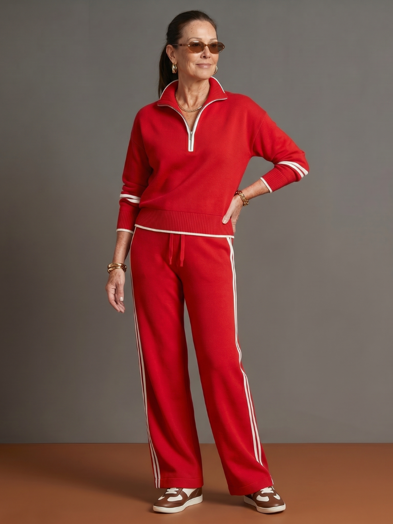 Regen - Zip Hals Lange Mouwen Zijkant Streep Broek Set