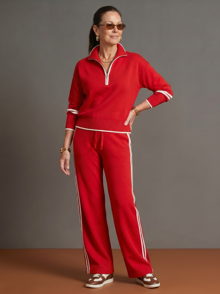Regen - Zip Hals Lange Mouwen Zijkant Streep Broek Set