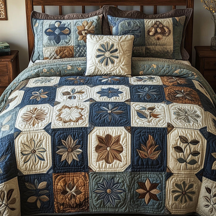 Bloemige Patchwork - 3-delige Handgemaakte Beddengoed Set