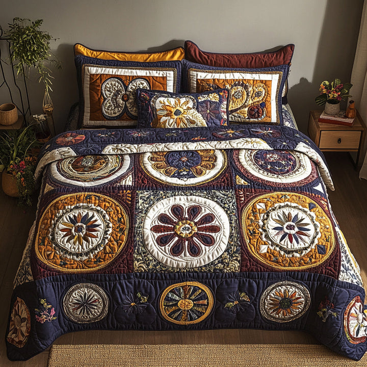 Bloemige Patchwork - 3-delige Handgemaakte Beddengoed Set