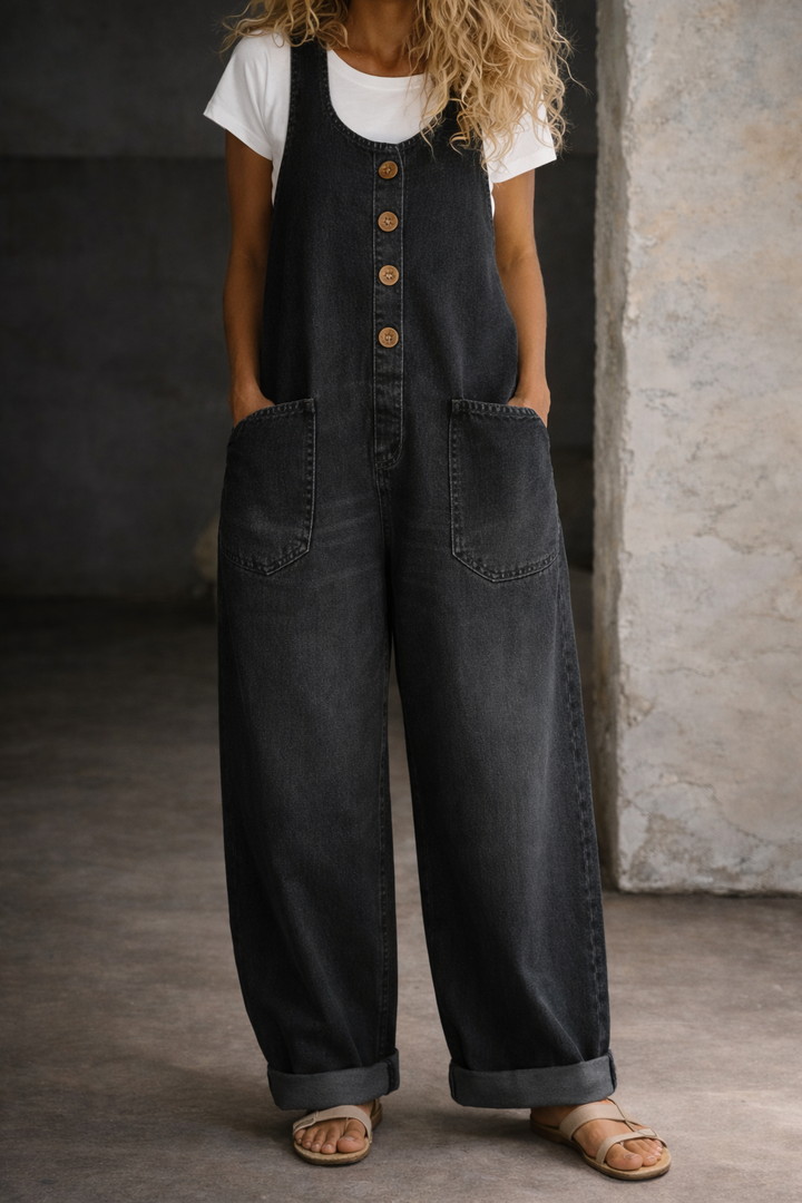 Bethany - Vintage Gewassen Katoenen Denim Overalls