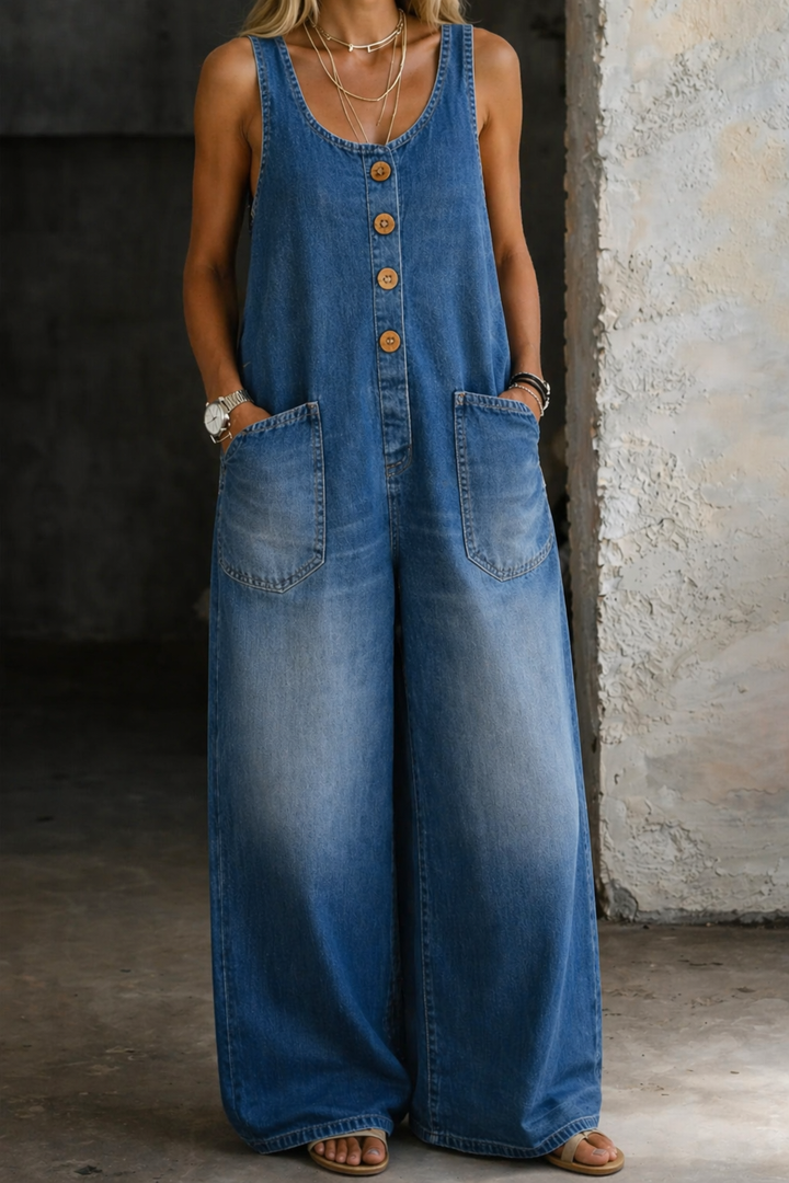 Saylor - Vintage Gewassen Katoenen Denim Overalls