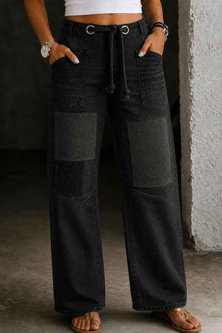 Margaret - Patchwork Trekkoord Jeans