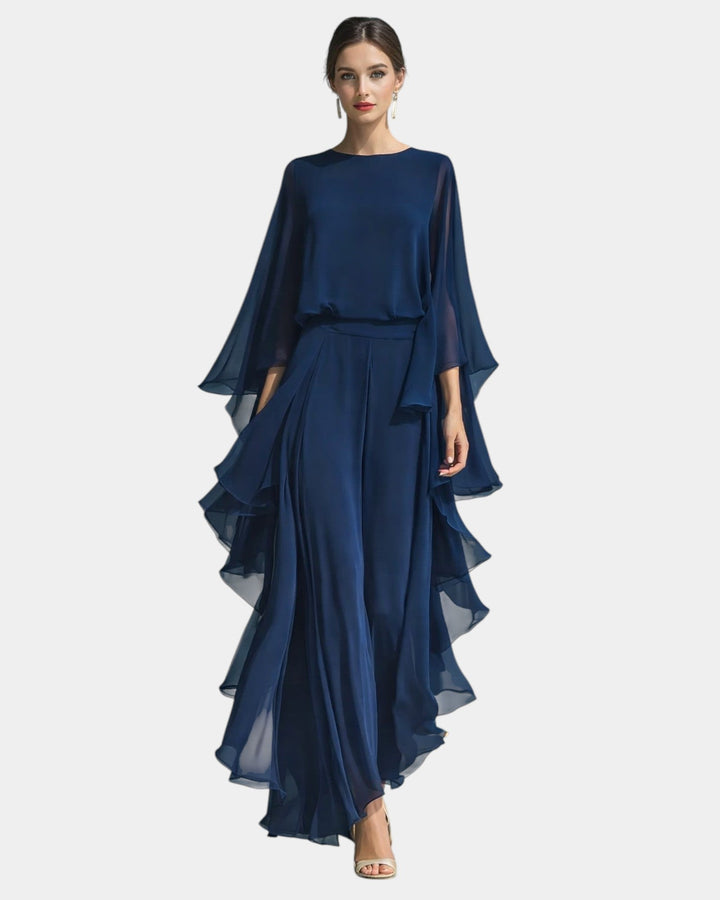 Véronique - Elegante chiffon set met volant