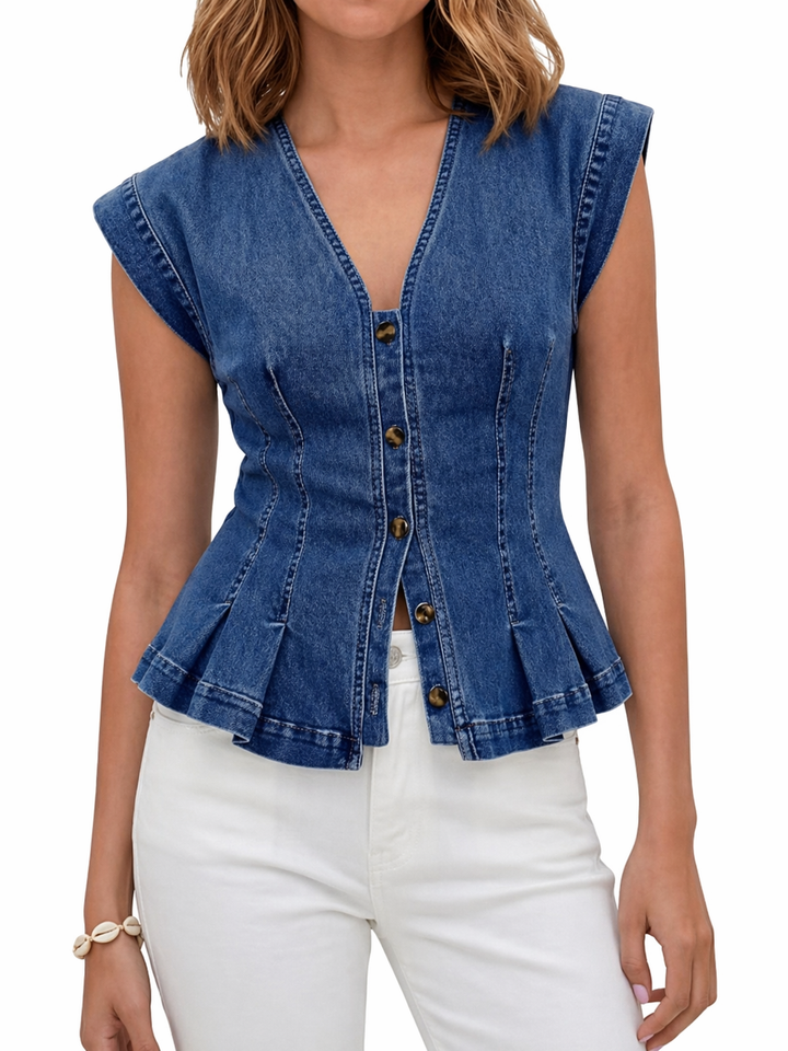 Viera - V Hals Denim Top