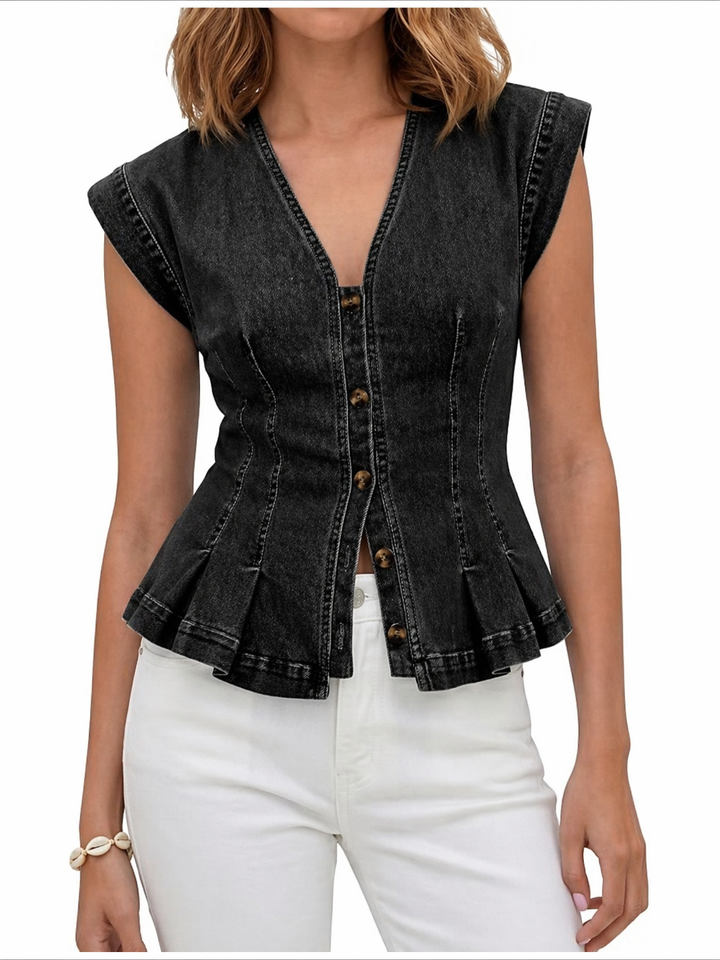 Viera - V Hals Denim Top