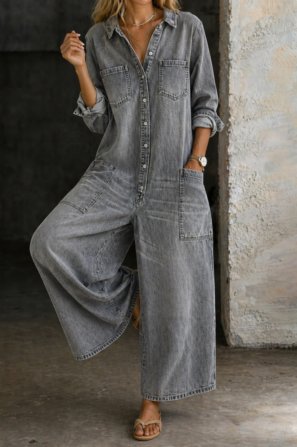 Vivienne - Casual Denim Jumpsuit