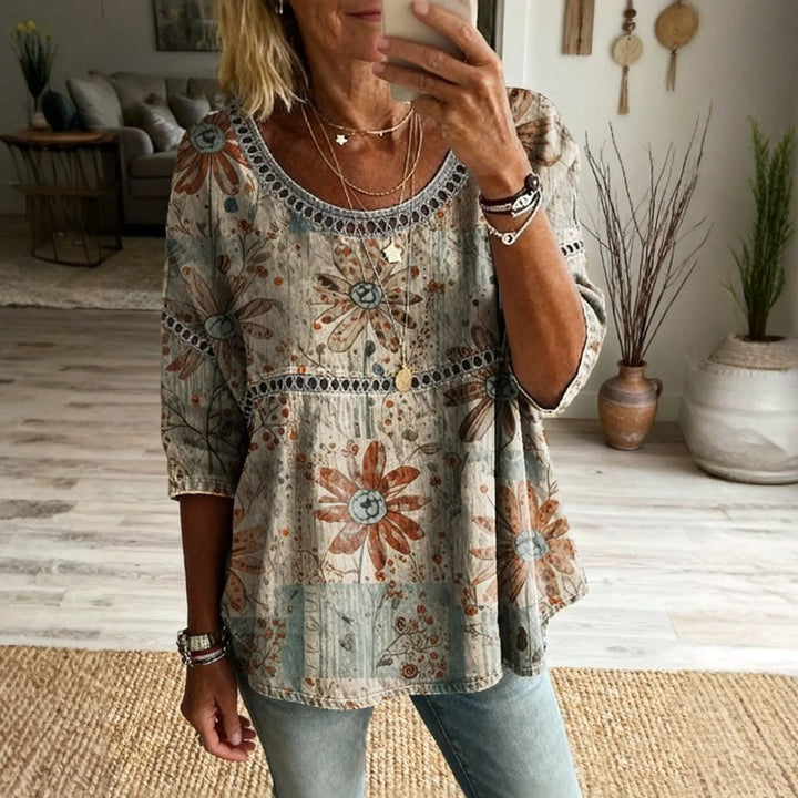 Émilie - Vintage blouse met bloemenprint