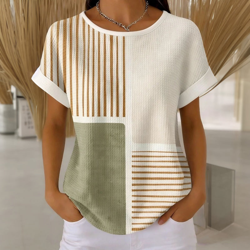 Élina - Gestreept T-shirt met kleurblokken