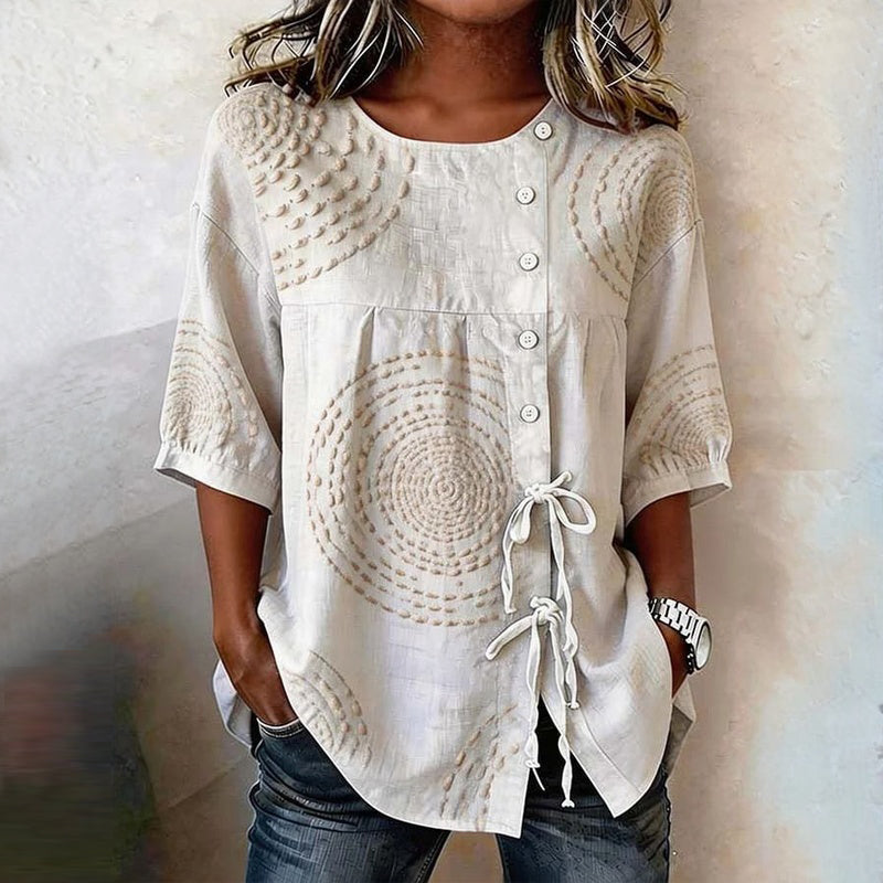 Élodie - Casual vintage blouse met print