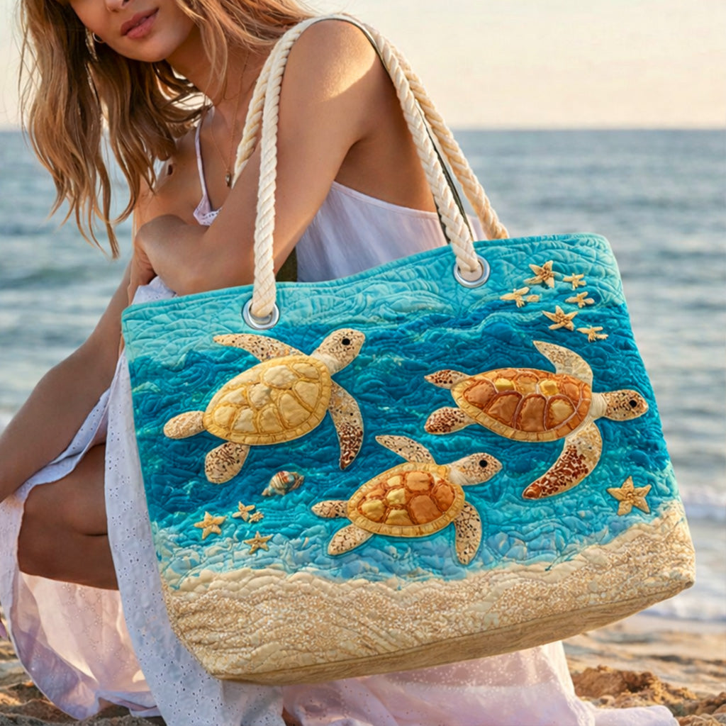 Gewatteerde Strandtas Gouden Schildpad Kust