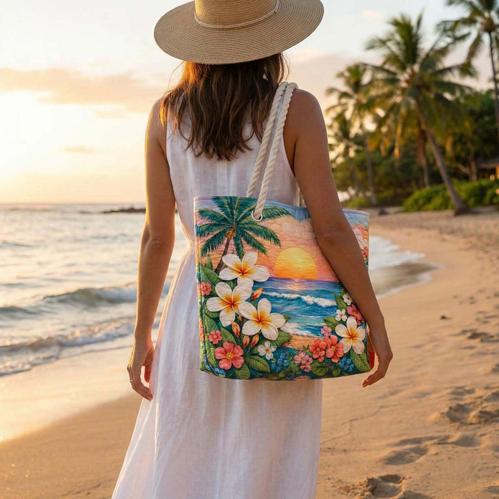 Tropische Vibe Gewatteerde Strandtas